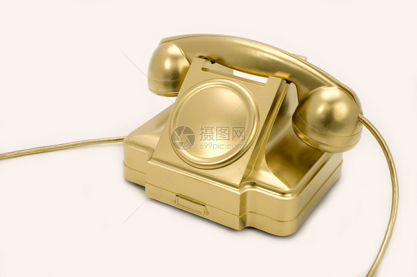 黄金电话金子怀旧乡愁电话电讯古董白色听筒技术器具图片
