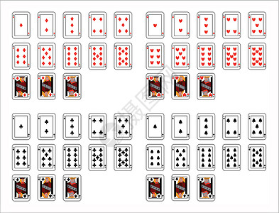 纸牌游戏素材纸牌卡红色扑克玩家钻石游戏黑桃插画