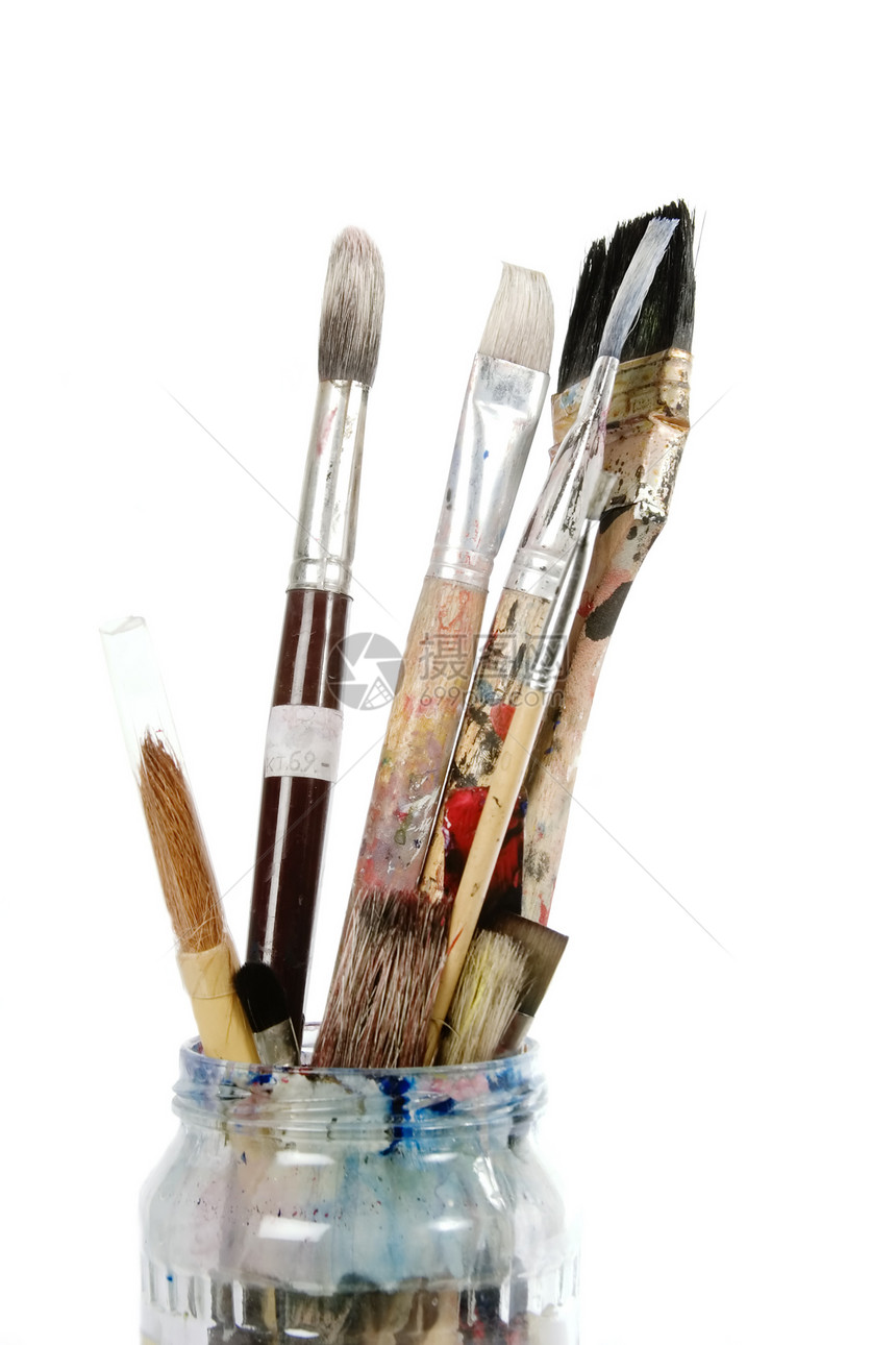油漆笔刷大学画家工具学校艺术夹子头发白色艺术家画笔图片