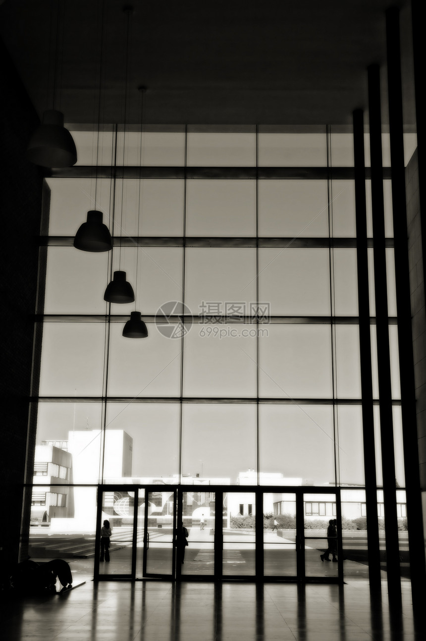 办公楼休光灯入口玻璃总部门厅博览会天花板大厅中心建筑框架图片