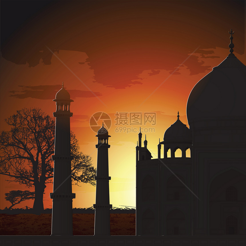 印度阿格拉的Taj Mahal世界插图奇迹纪念碑建筑学历史旅行图片