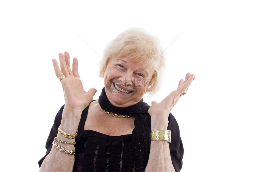 快乐的老妇人的肖像姿势微笑白色长老母亲女性水平冒充女士祖母图片