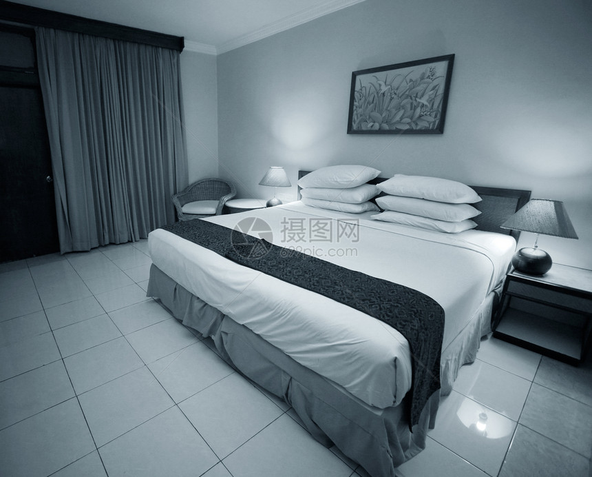 尼斯卧室窗帘材料织物床罩房间酒店纺织品奢华枕头窗户图片