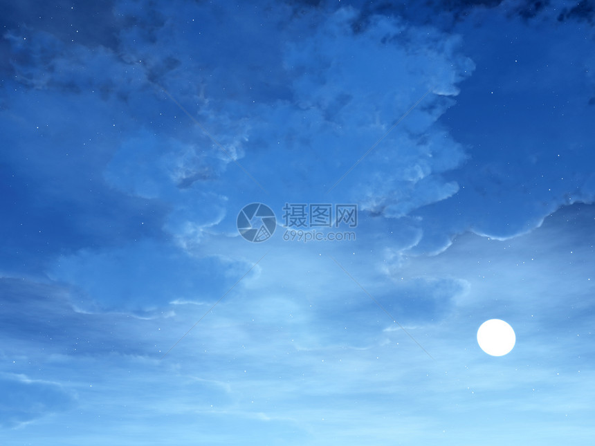 夜间时空月亮天气气氛星星蓝色天空月光月夜卫星景观图片