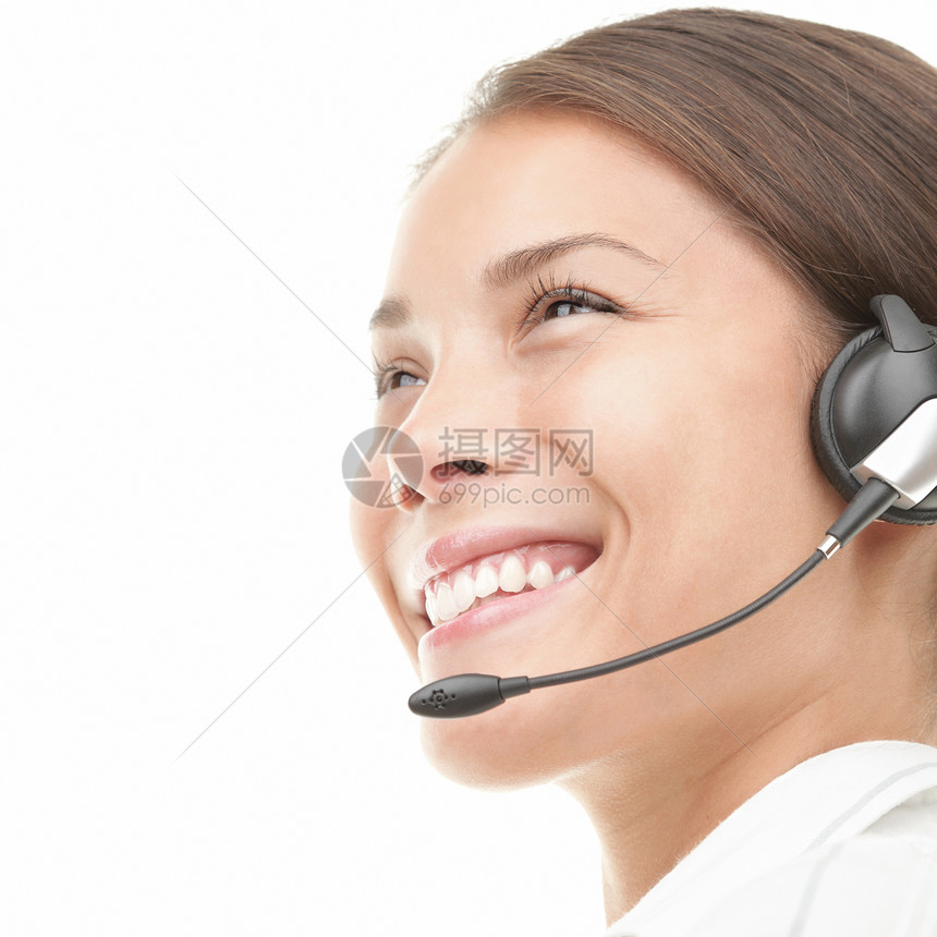 女头型女性顾问女孩求助耳机电话秘书职员商业咨询中心图片