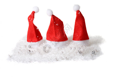 三个圣诞小帽子背景图片