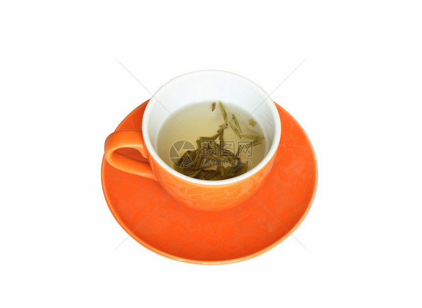 绿茶茶托白色茶叶饮料花草饮食绿色叶子杯子草药图片