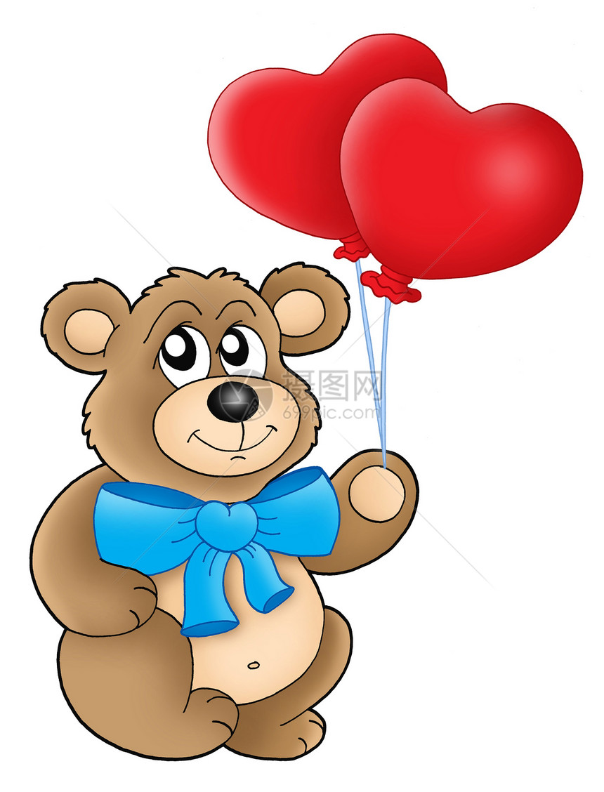 泰迪熊与心脏气球图片