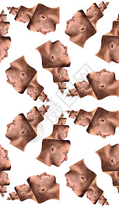 无缝无缝重复思维面孔数字轮廓鼻子男性脖子耳朵男人背景图片