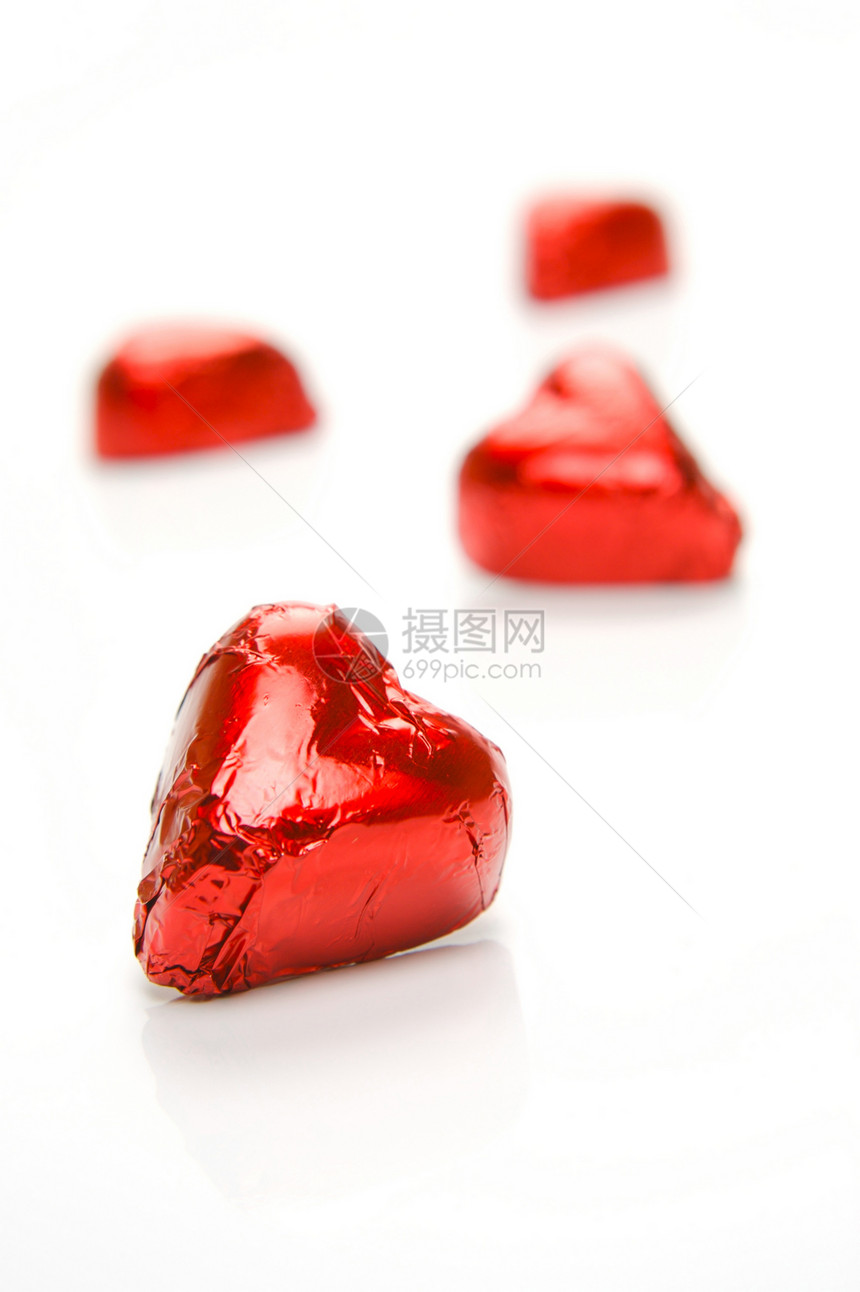 巧克力爱心食物白色红色糖果图片