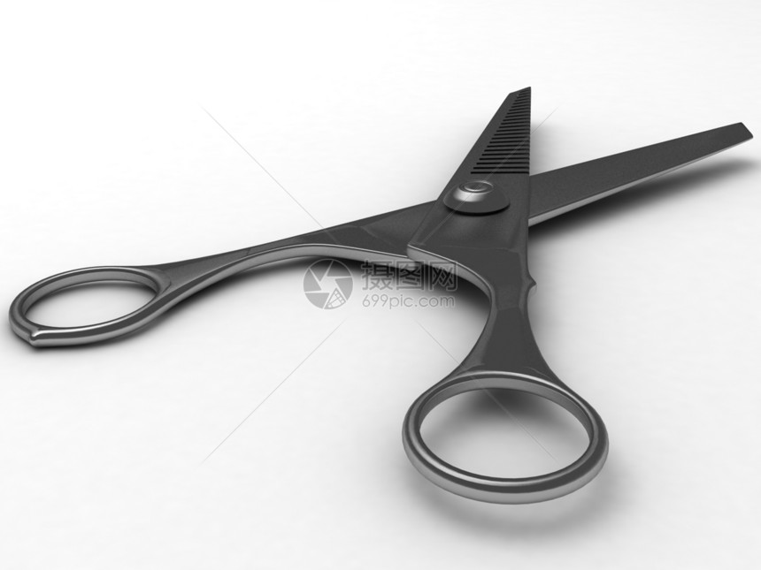 剪剪刀工具剪裁插图刀具金属刀刃图像电脑渲染数字图片