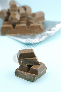 牛奶巧克力积木糖果蓝色食品食物背景图片