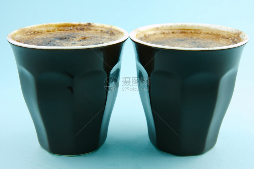 卡布奇诺杯子蓝色白色黑色巧克力饮料咖啡拿铁图片