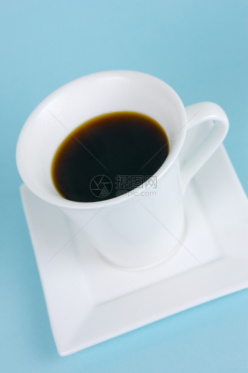 黑咖啡杯子勺子巧克力蓝色饮料黑色白色图片