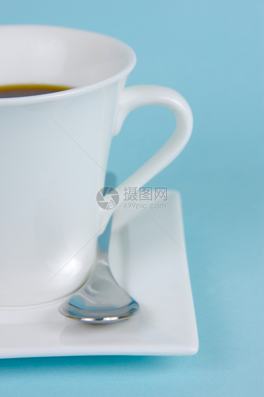黑咖啡勺子杯子饮料巧克力蓝色白色黑色图片