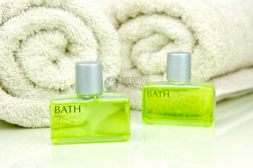 毛发和身体瓶子白色温泉酒店淋浴洗发水浴室产品毛巾肥皂图片