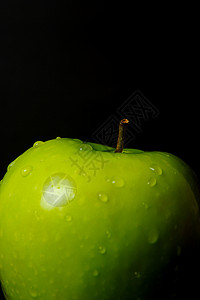 绿色苹果黑色食物背景图片