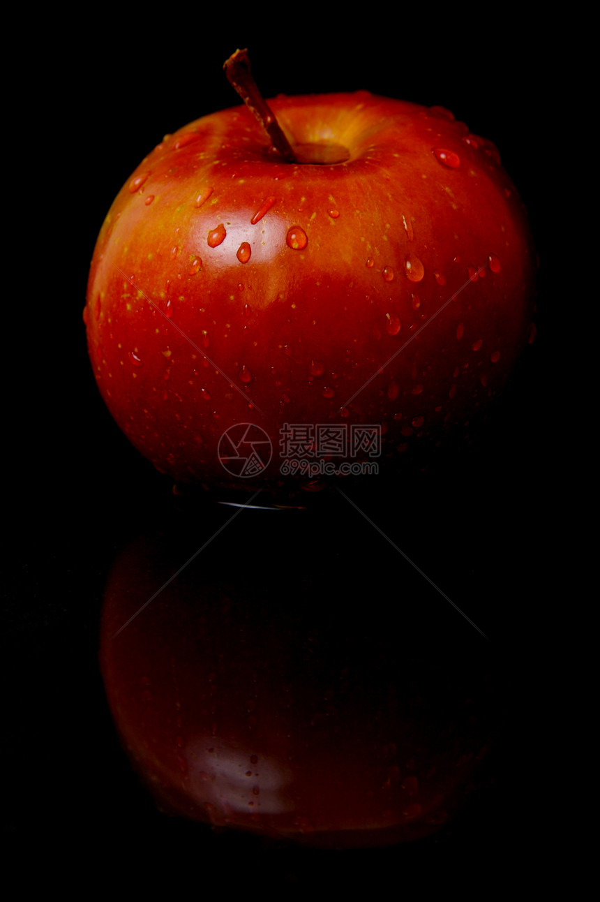 红苹果食物红色黑色图片