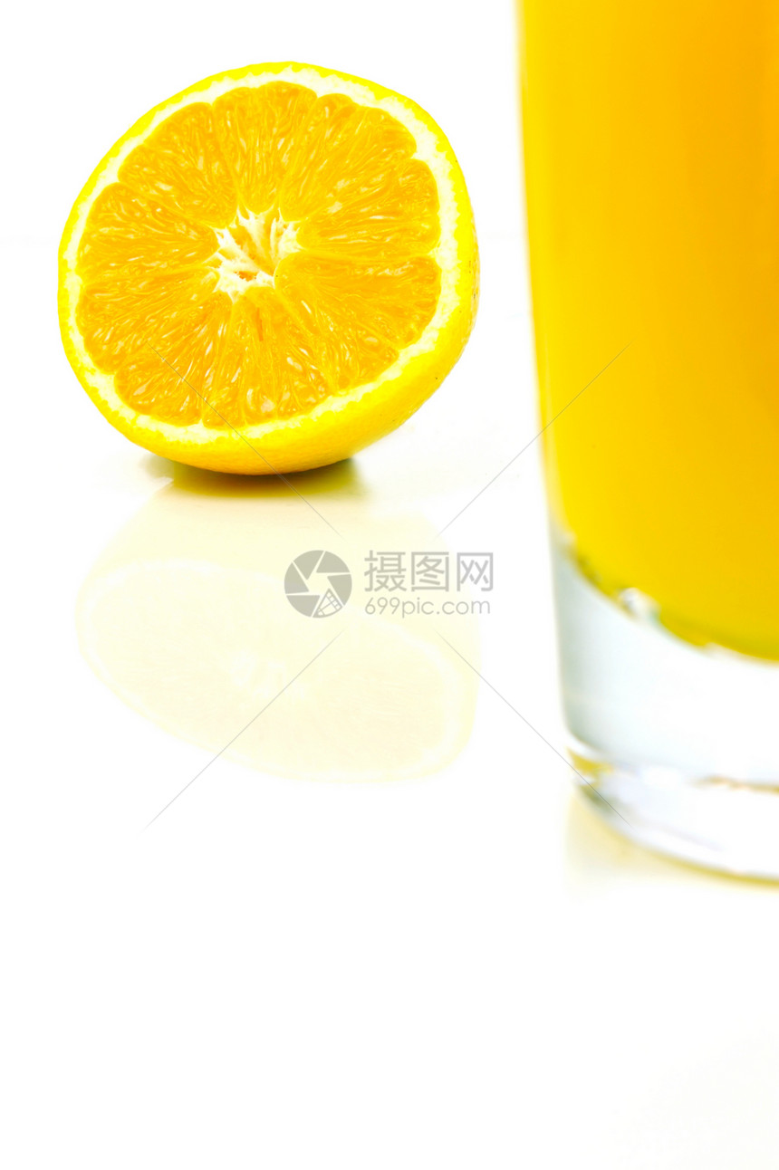 橙汁玻璃水果食物果汁白色图片