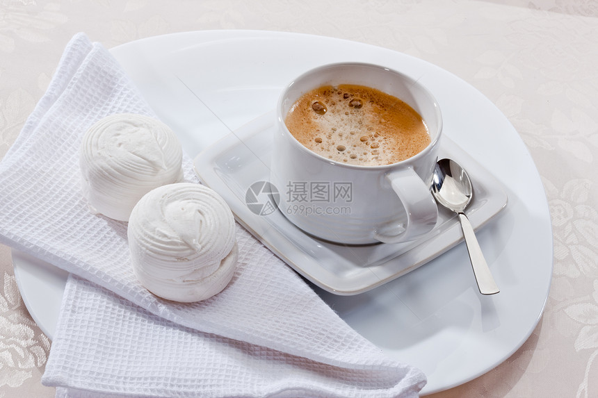 咖啡食物甜点杯子勺子白色图片