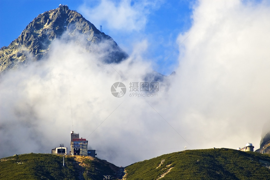 高塔特拉山脉车站缆车石头岩石丘陵首脑爬坡气象图片