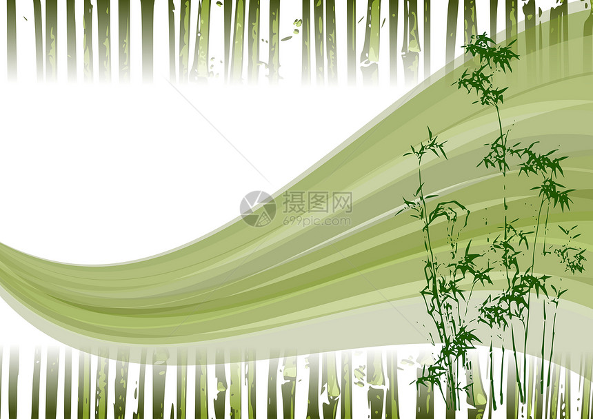 竹条说明绿色插图树叶热带森林植物群情调叶子异国植物图片