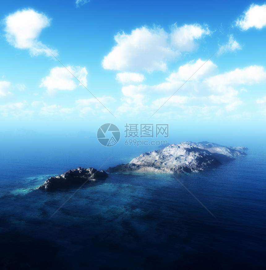 海边岛多云小岛蓝色天空白色地平线景观海岸线海景沿海图片