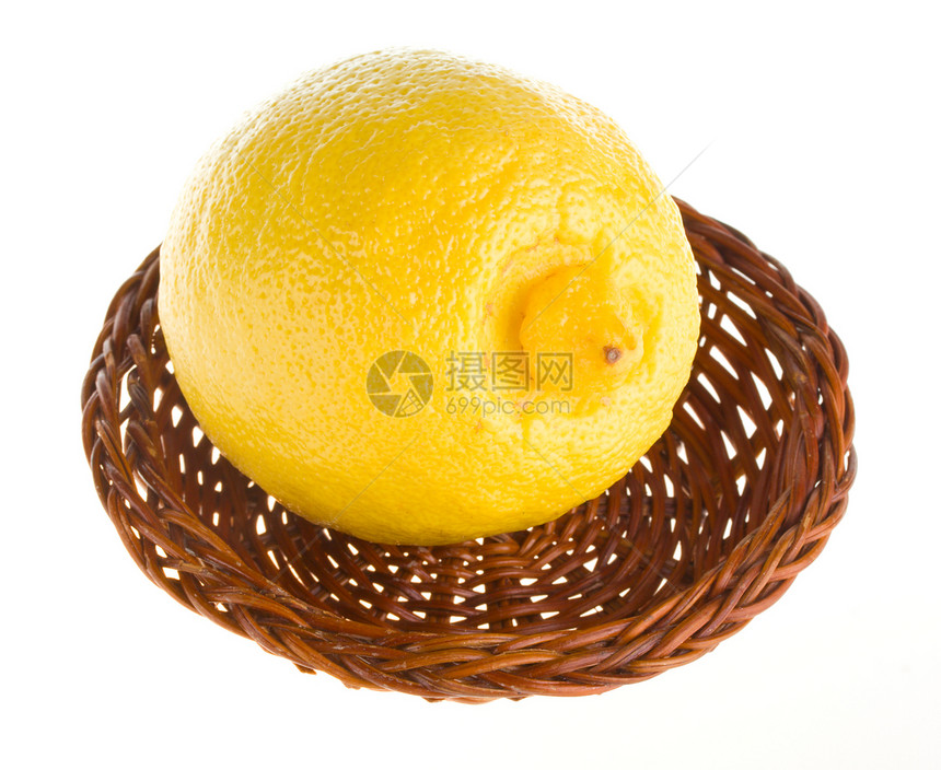 柠檬篮子中的柠檬健康白色水果诱惑黄色肉质饮食食物小吃甜点图片