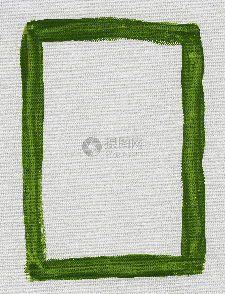 涂在白画布上的绿色框架图片