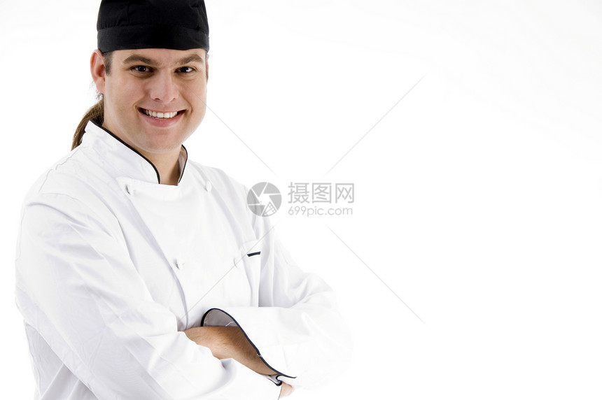 微笑的年轻男主厨图片
