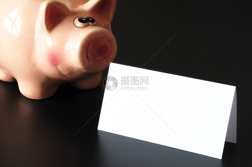 小猪银行和复制空间问候语卡片笔记纸信用空白商业订金笔记现金床单图片
