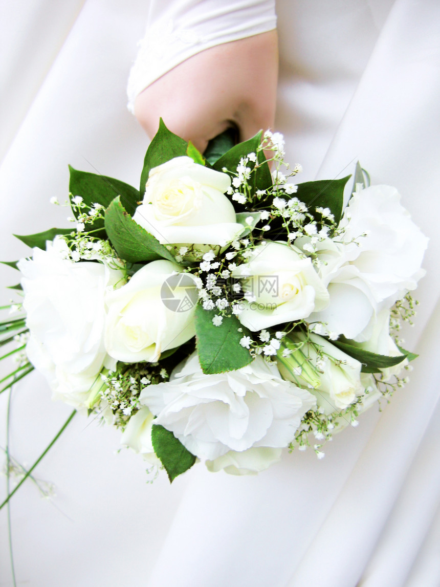 婚礼花束女性玫瑰新娘蕾丝魅力仪式白色女士婚姻花朵图片