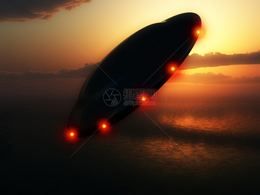 飞生菜外星人车辆日出飞行照明工艺日落环境海景飞碟图片