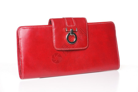 红皮皮包钱包小路时尚女性皮革白色红色背景图片