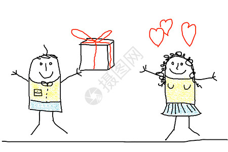 相爱的年轻情侣浪漫卡片乐趣情人插图展示成人男人女孩婚姻背景图片