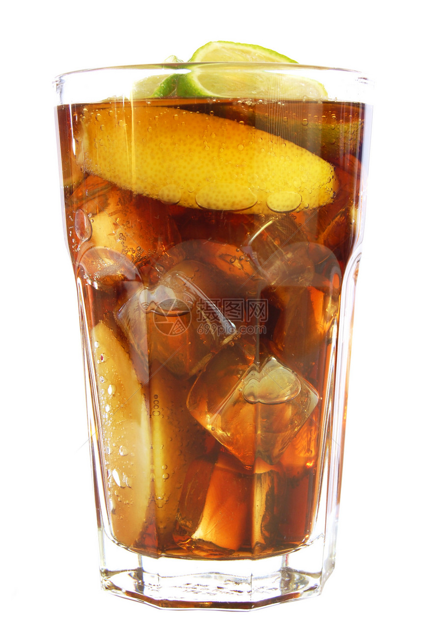 可cola嘶嘶果汁玻璃白色派对冰镇饮料柠檬酒精棕色图片