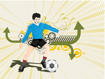 滚动足球素材足球运动员构成的矢量插画