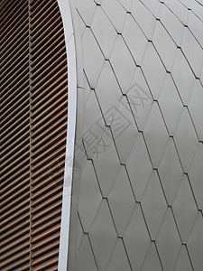 现代外部建筑皮肤外貌材料钻石曲线建造灰色木头线条背景图片