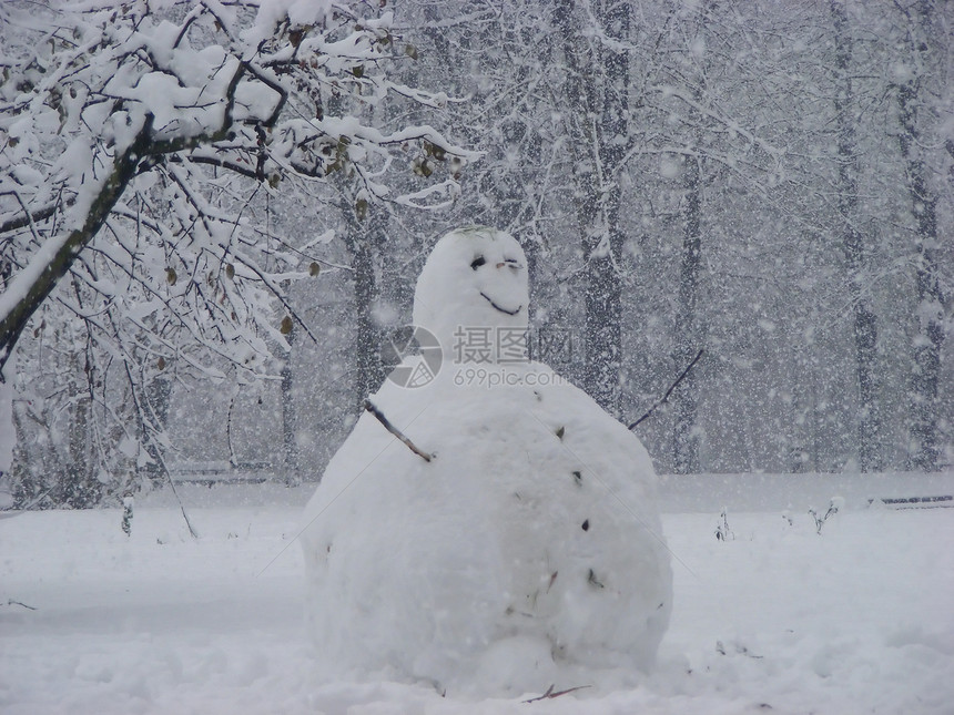 雪人天气学位公园树木城市冻结白色图片