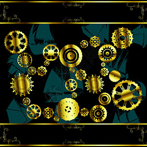 COG轮齿轮艺术作品金子圆形背景图片