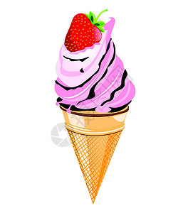 草莓味奶枣草莓冰淇淋剪贴糖浆水果奶油状味道插图粉色晶圆装饰口味插画