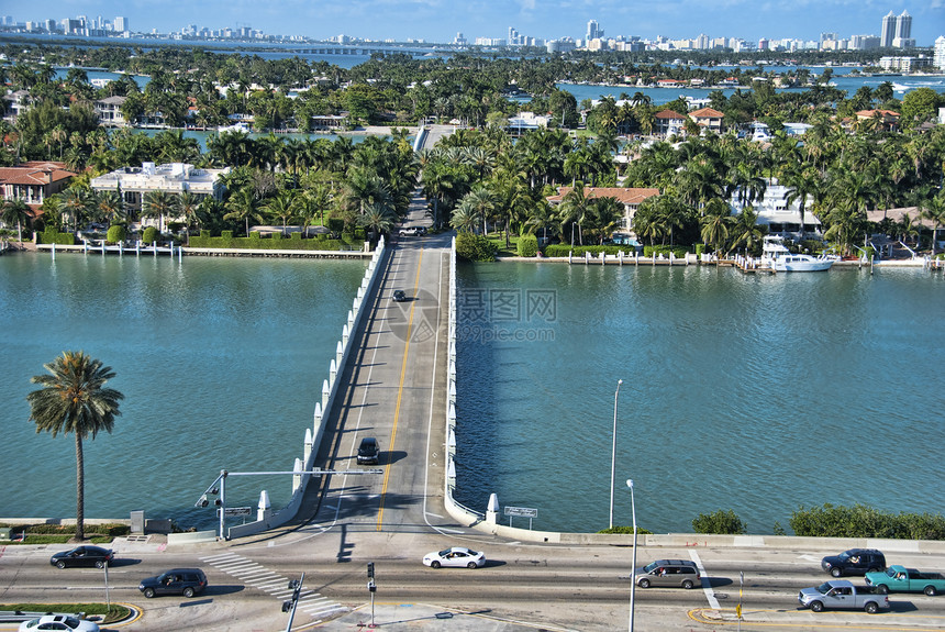 离开佛罗里达州迈阿密建筑学街道天空海岸线城市码头场景美化住宅区海滩图片