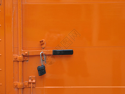 橙色卡车橙色门货车金属卡车反光板反射沉思水平橙子背景