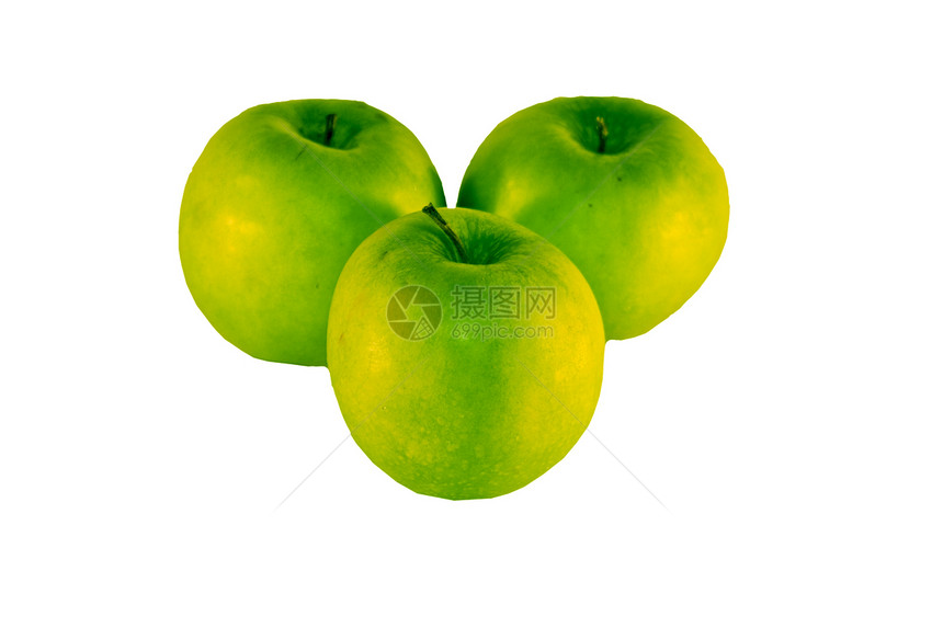 由三个绿苹果组成的组合图片