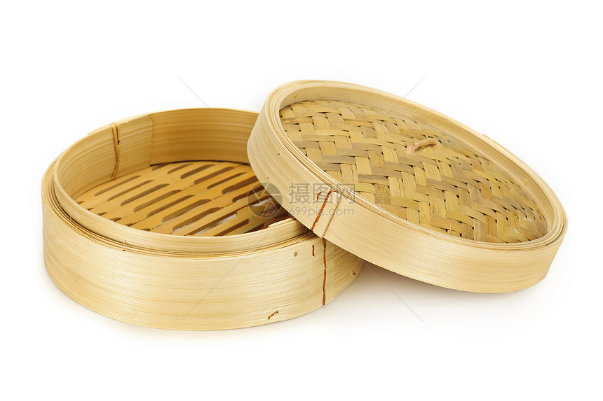 竹子蒸汽船美食烹饪圆形文化用具白色编织器具厨具图片