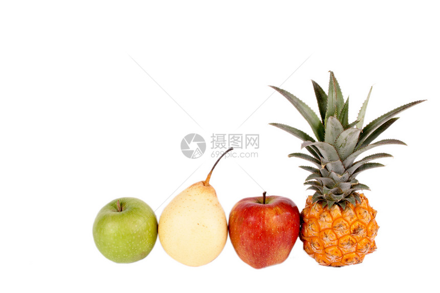 一组水果绿色黄色红色菠萝松树健康维生素营养食物图片