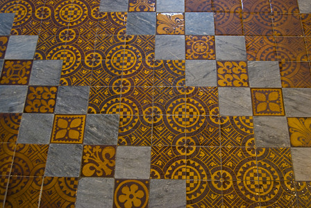 平铺地板装饰古董瓷砖风格棕色背景图片
