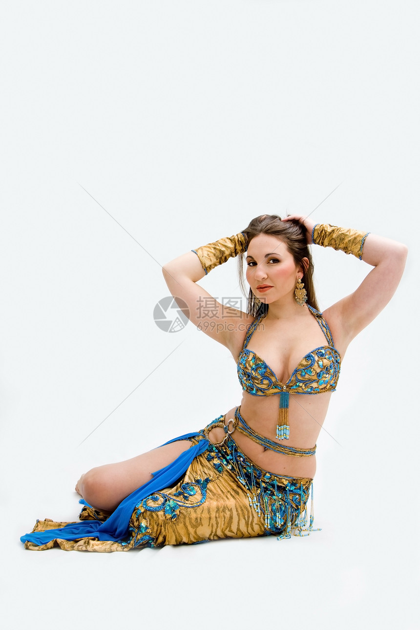 蓝色的贝发舞者情调演员面纱灰色舞蹈家女士黄色腹部异国女性图片