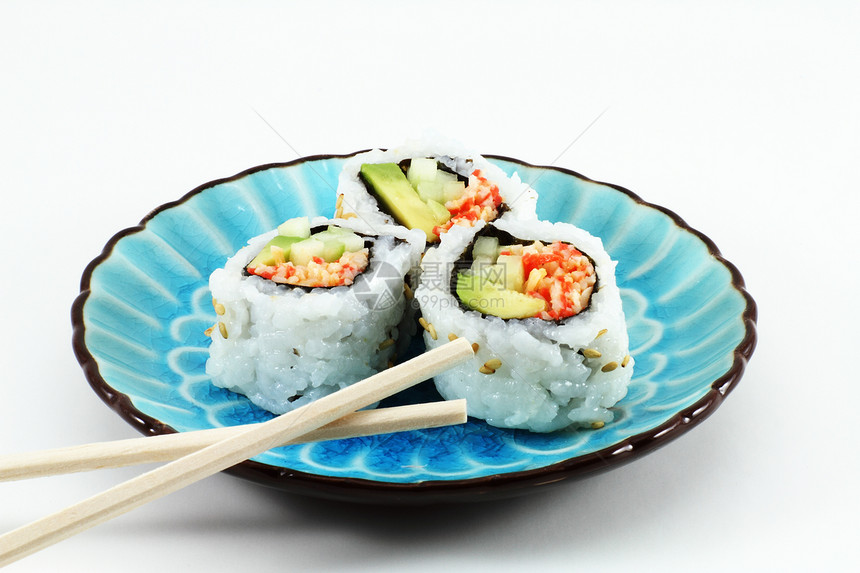 寿司和高棒海藻美食用具情调健康文化食物异国木头美味图片
