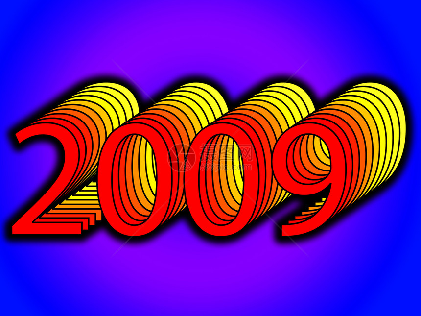 2009年 2009年蓝色新年概念时间年度顺序季节性年表图片